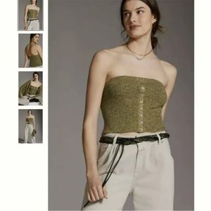 Anthropologie Olive Green Strapless Top